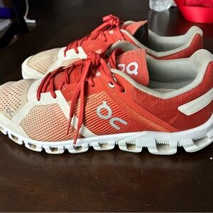 On Running Coral and Cream Athletic Shoes